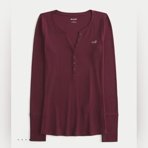 Hollister Icon Henley in LARGE, Mulberry
